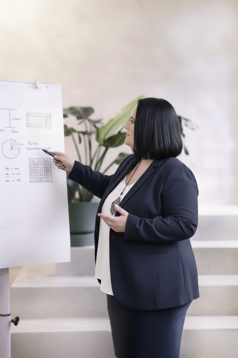 Nicole Vekonj als IHK-Dozentin bei Präsentation zu Finance-Themen